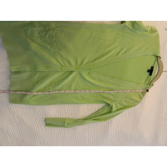 Gap Womens Lime Green V-Neck Longline Button Front Cardigan Sweater Size S - Picture 6 of 6